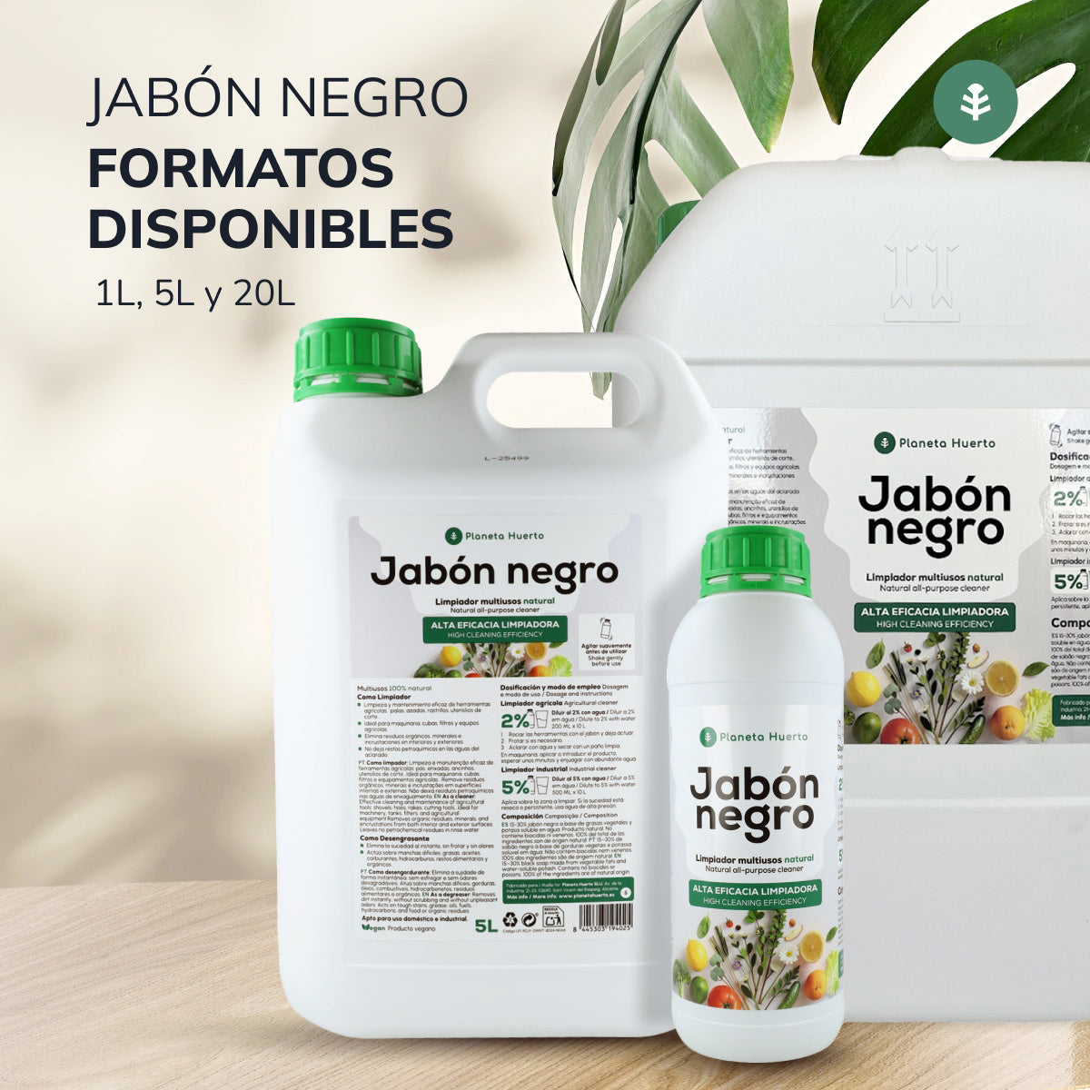 Jabón potásico Negro Planeta Huerto 5 L