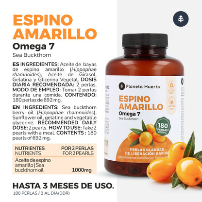 Pack 2x Omega 7 Espino Amarillo Planeta Huerto 180 Perlas