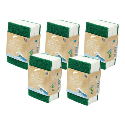 10 Estropajos con esponja vegetal Eco Friendly Kerkom (5 Packs de 2)