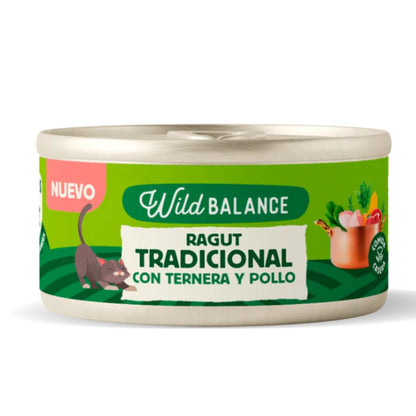 Lata completa Ragut Tradicional de Ternera y Pollo para Gatos Wild Balance 80gr