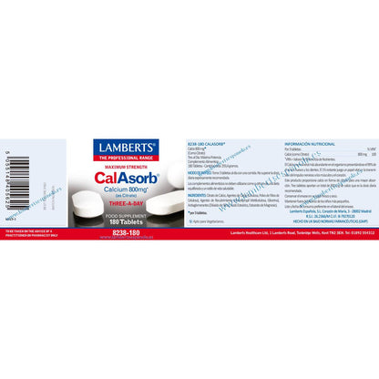 CalAsorb 180 tabletas Lamberts 800mg