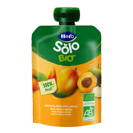 Bolsita Pouch Manzana, Melocotón y Mango eco Hero Baby Solo 100 g