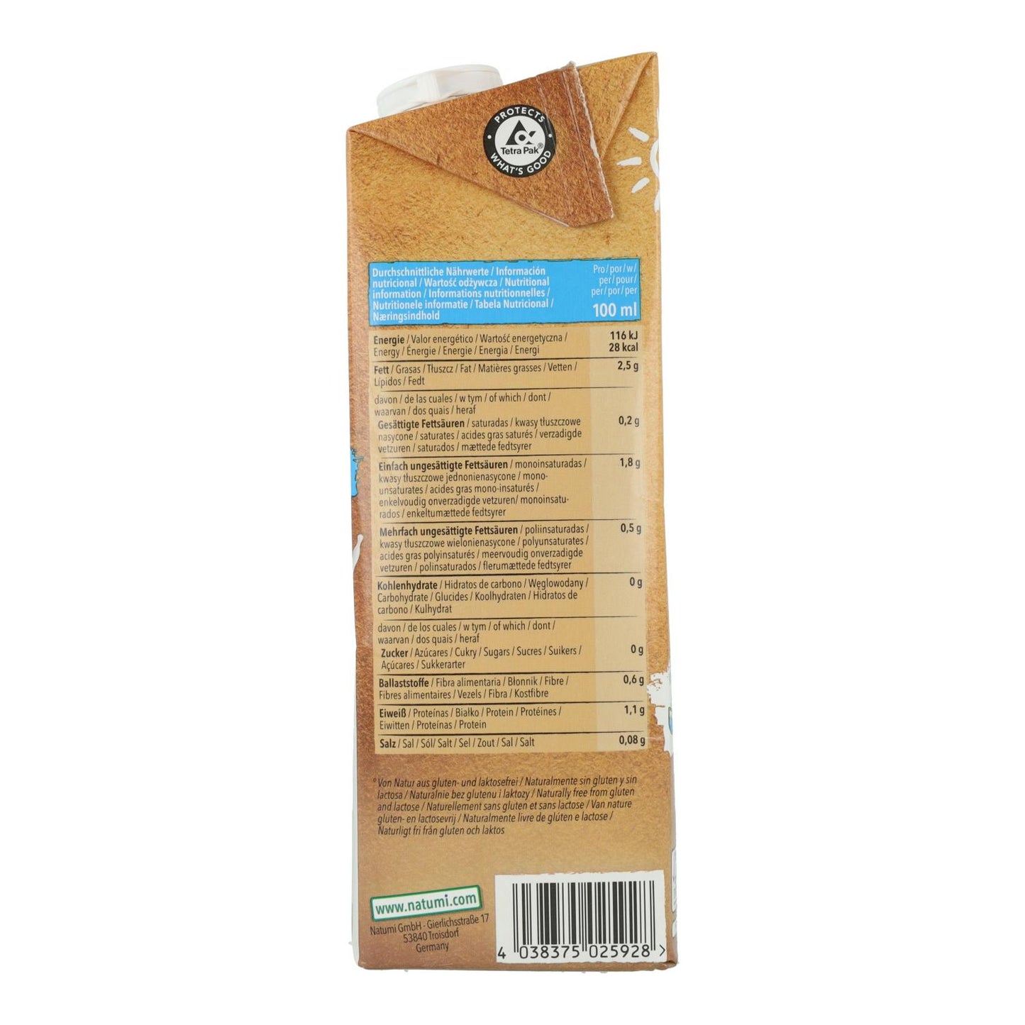 Pack 6 uds Bebida Almendras sin azucar Bio Natumi 1 L