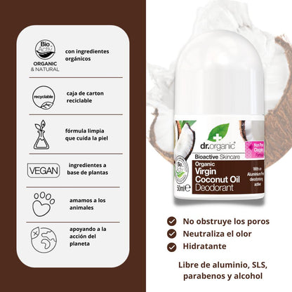 Desodorante aceite de coco Dr. Organic 50 ml