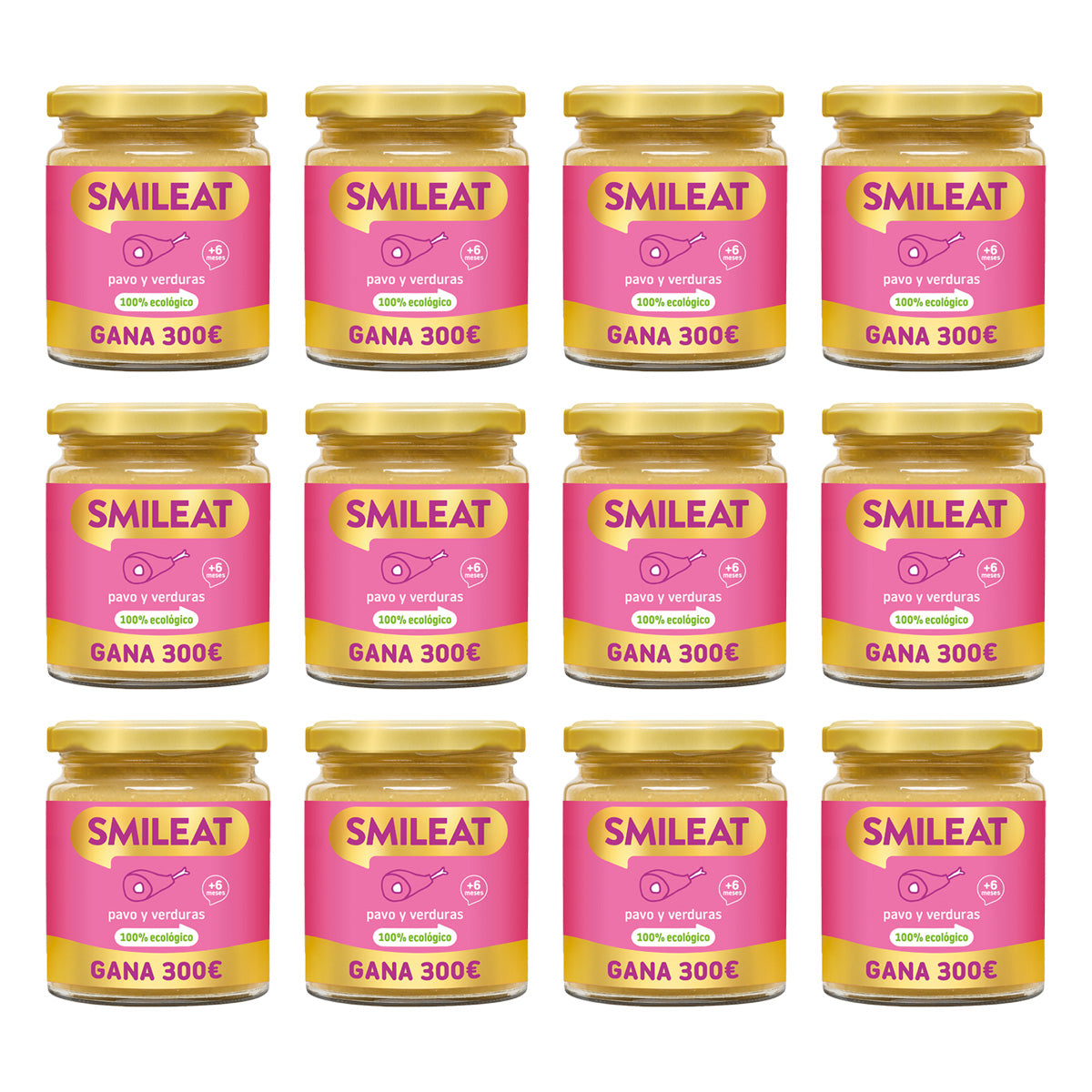 Pack 12x Tarrito BIO pavo y verduras +6 meses Smileat, 230g