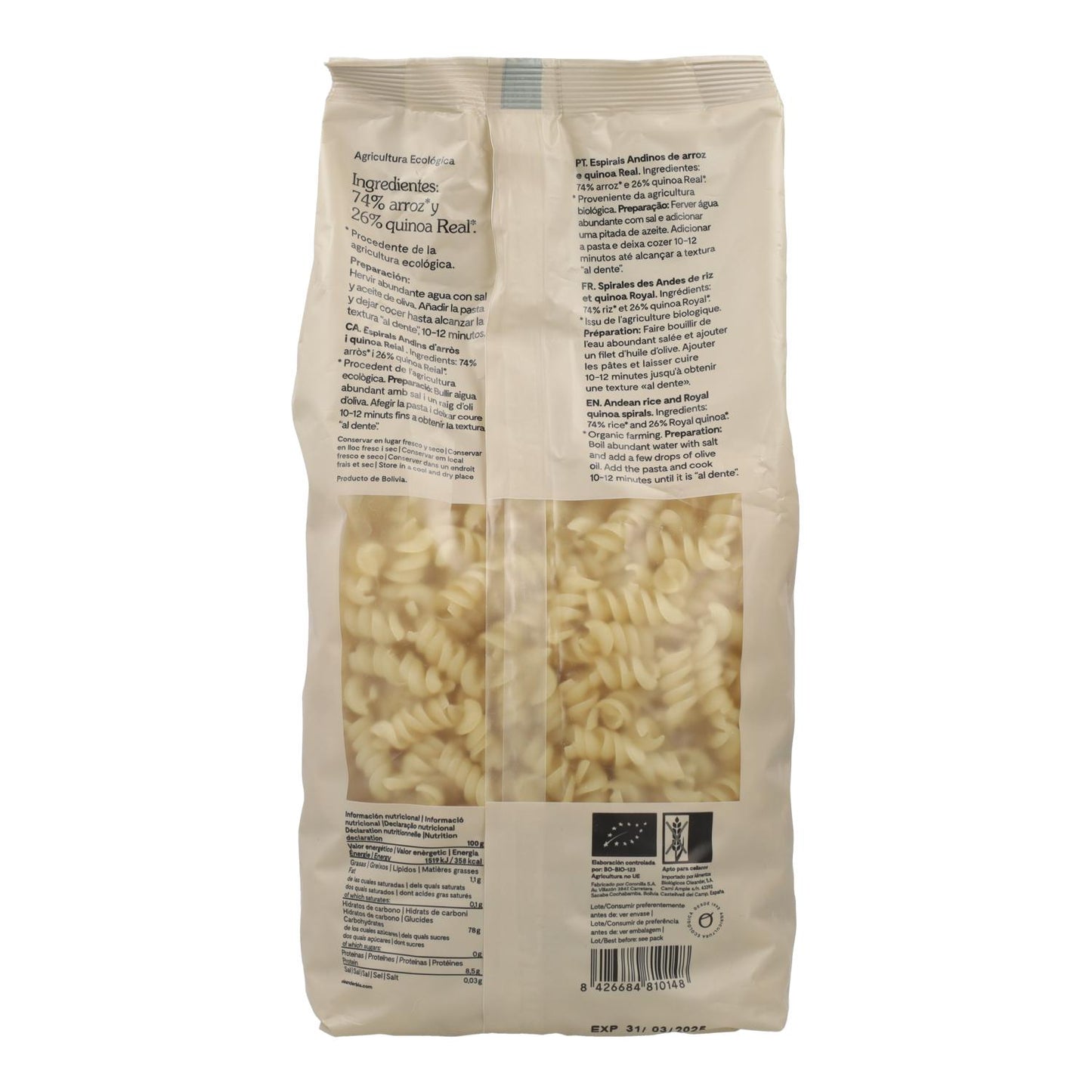 Espirales de arroz y quinoa Oleander 500 g