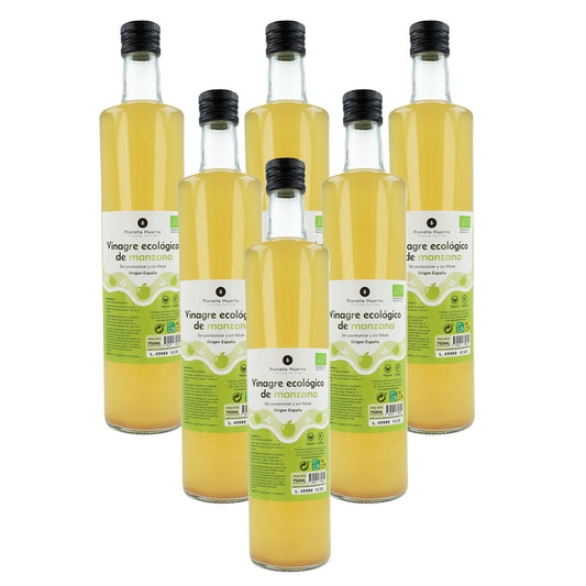 Pack 6x Vinagre de manzana ECO sin filtrar Planeta Huerto 750 ml