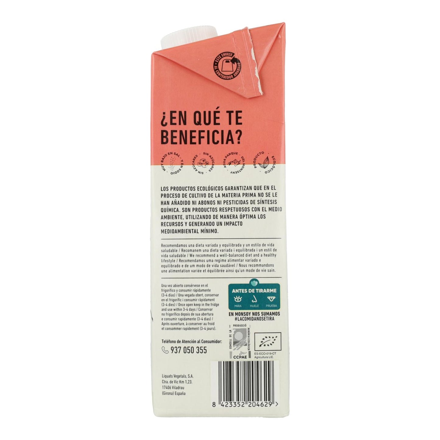 Pack 6 uds Bebida BIO de Avena 0% azúcares Monsoy 1 L
