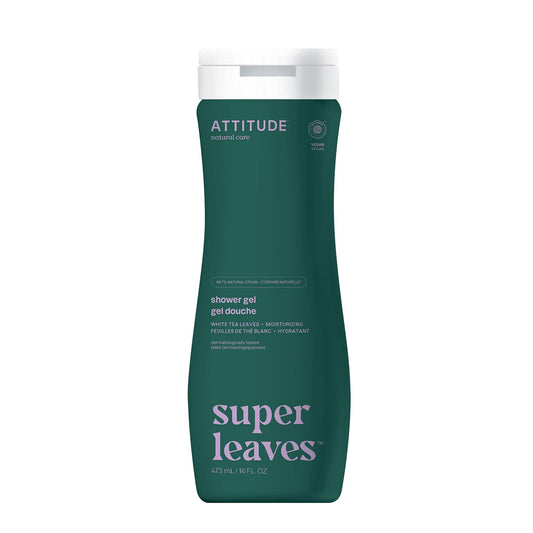 Super leaves Gel de ducha hidratante - Hojas de té blanco, Attitude, 473 ml