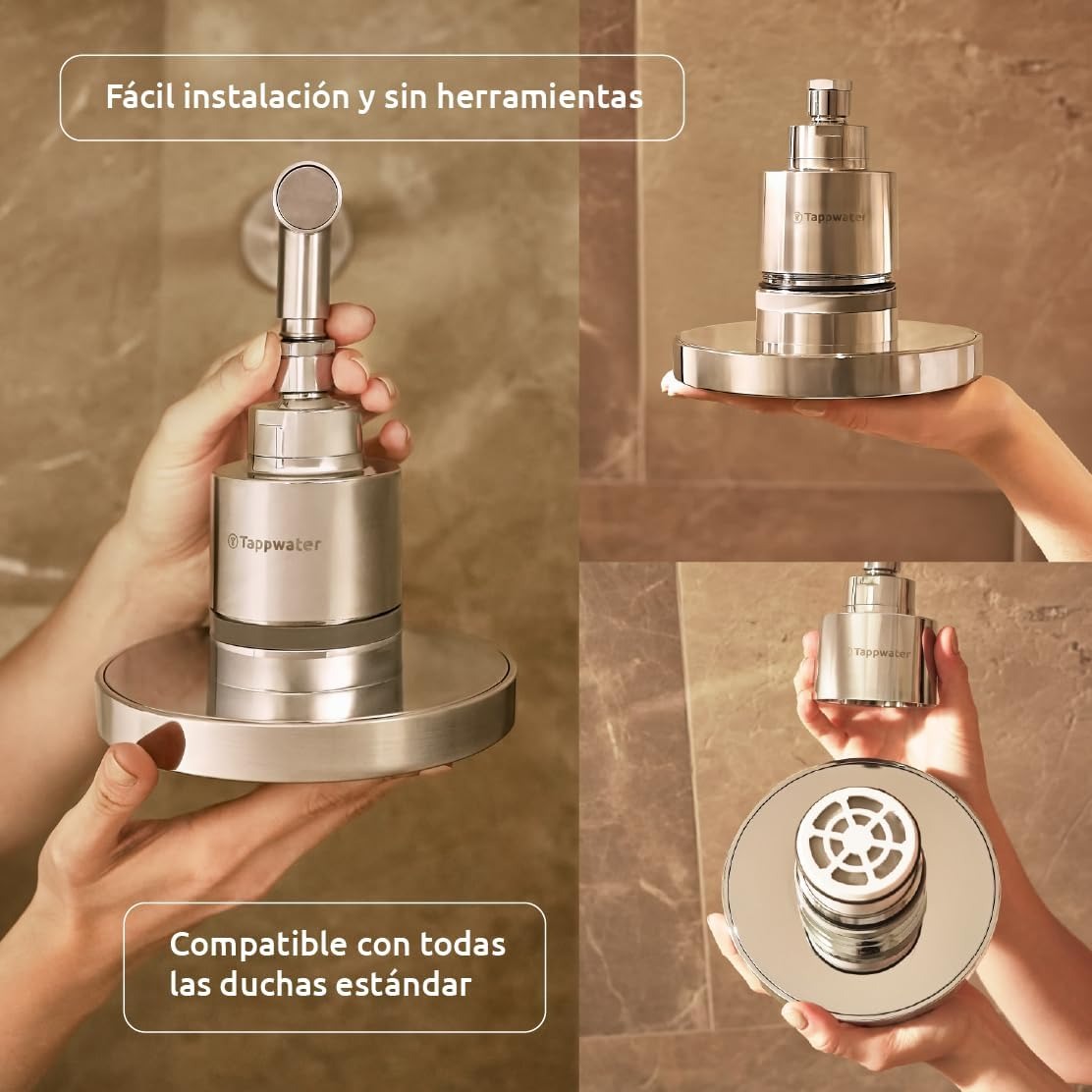 Pack anual Cabezal de ducha con filtro ShowerPro Rain SMR Tappwater (Reacondicionado)