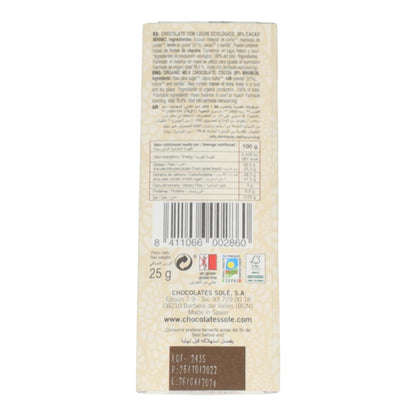 Chocolatina con Leche Bio Solé 25g