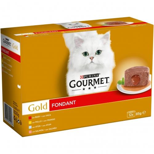 GOURMET GOLD Fondant Pollo,Buey,Atun,Salmon Multipack 12x85gr