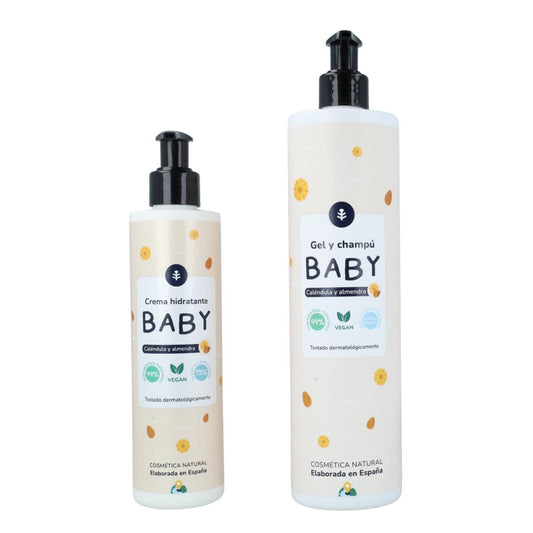 Pack Infantil Caléndula y Almendras: gel y champú + crema hidratante  Planeta Huerto
