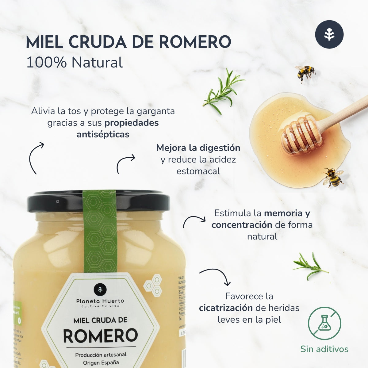 Miel Cruda de Romero Planeta Huerto 500 gr