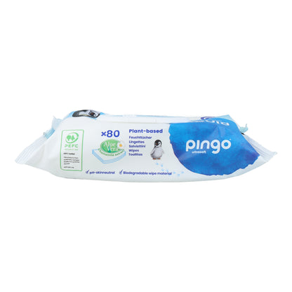 Toallitas húmedas de bebé 100% biodegradables 80 uds Pingo