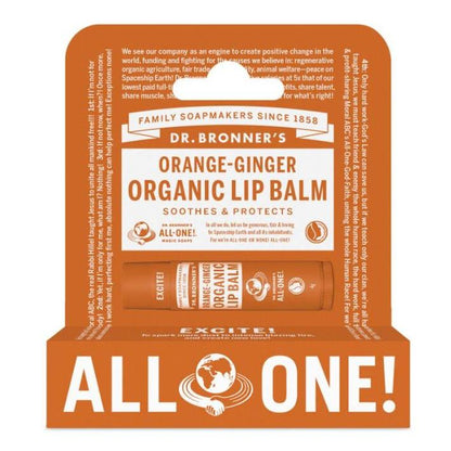 Protector labial de naranja y jengibre Dr. Bronners, 4 g