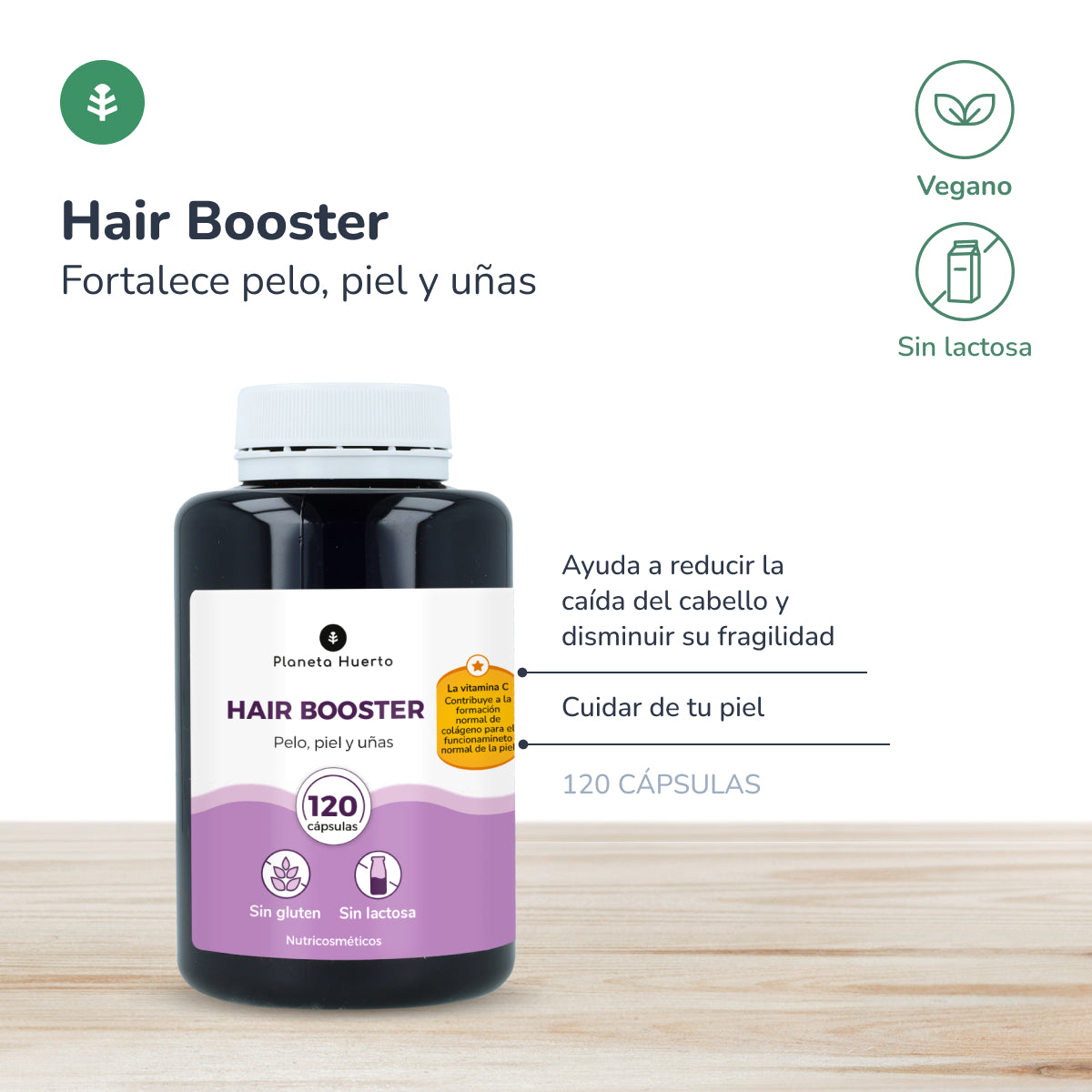 Pack 2xHair Booster pelo, piel y uñas Planeta Huerto 120 cápsulas