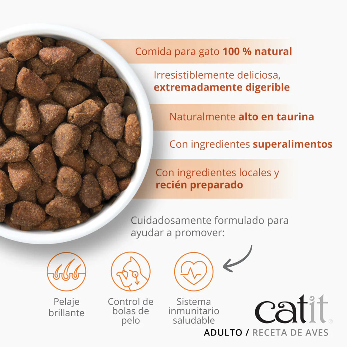 Pienso para gatos adultos con aves Recipes 2 kg Catit