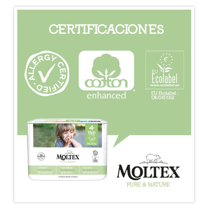 Pack ahorro Pañales T4 (9-15 kg) Moltex Pure & Nature,  200 Uds