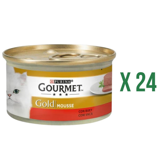 Pack 24 x GOURMET GOLD Mousse Comida húmeda Buey 85g