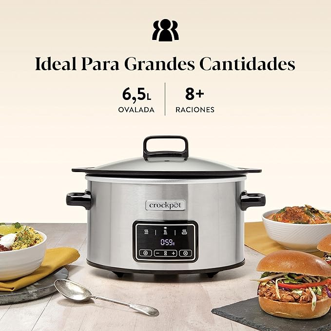 Crockpot Olla digital de cocción lenta digital Sizzle & Stew 6.5 L CSC112X