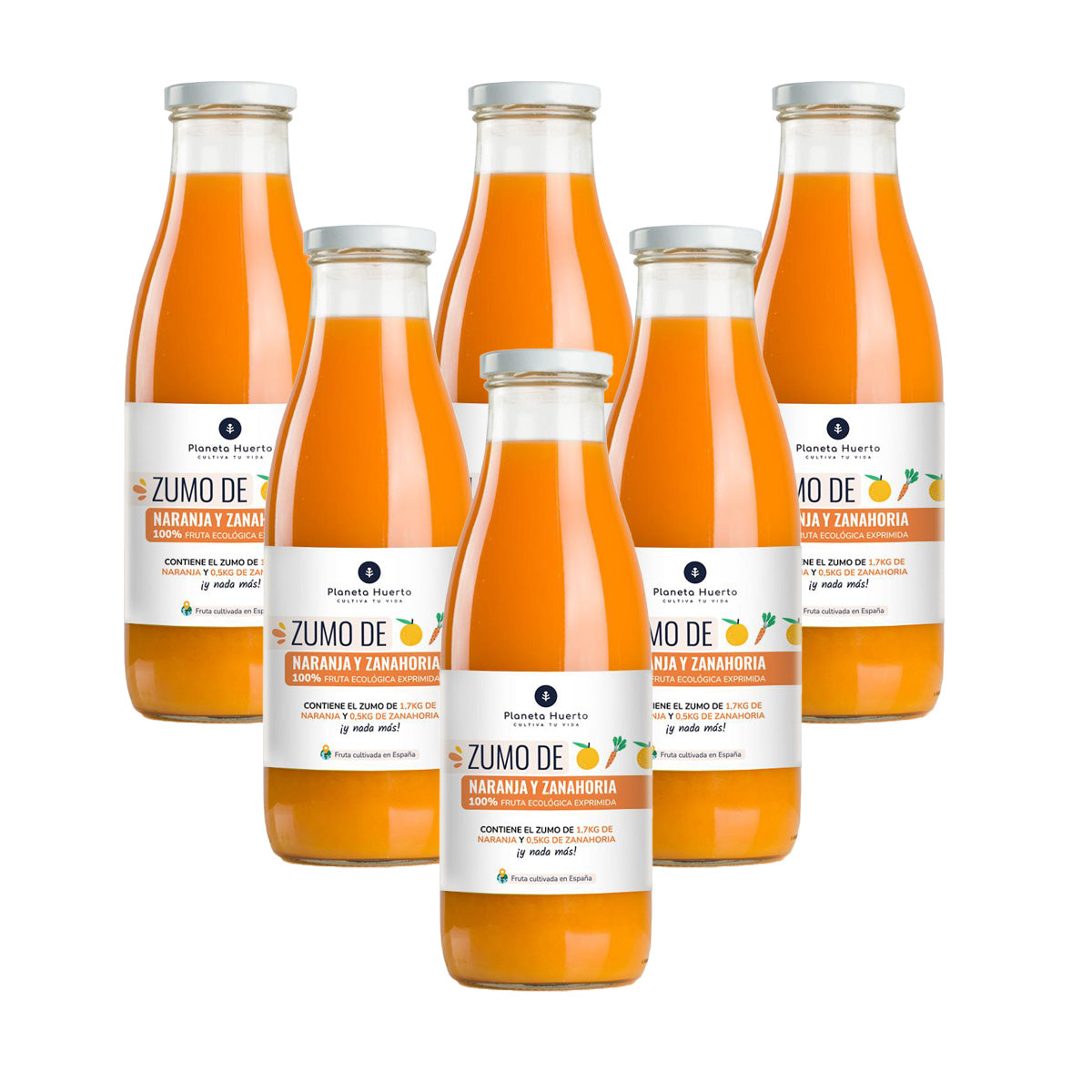Pack 6x Zumo de Zanahoria y Naranja 100% fruta exprimida Eco Planeta Huerto 750ml