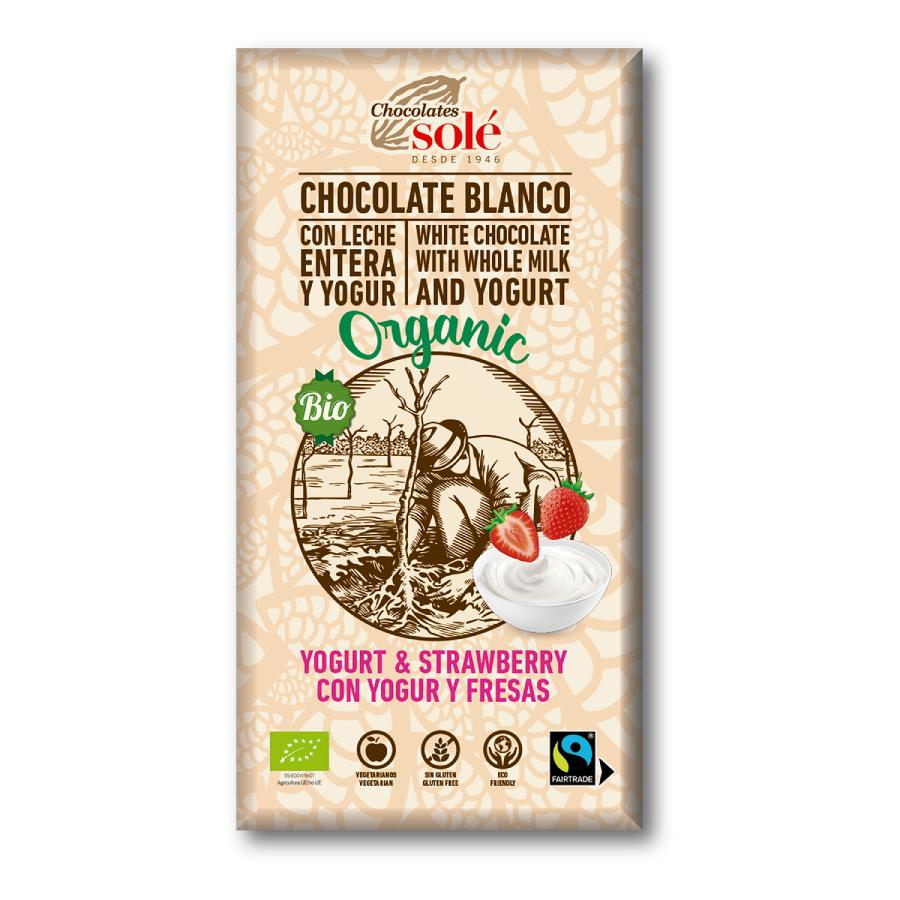 Chocolate Blanco con Yogurt y Fresas Bio Solé 100g