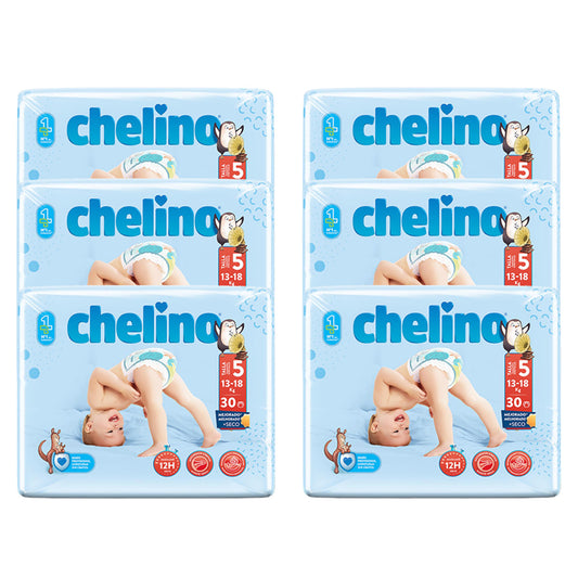 Pack 6 x Pañal T5 Pasitos (13-18Kg) 30 uds, Chelino