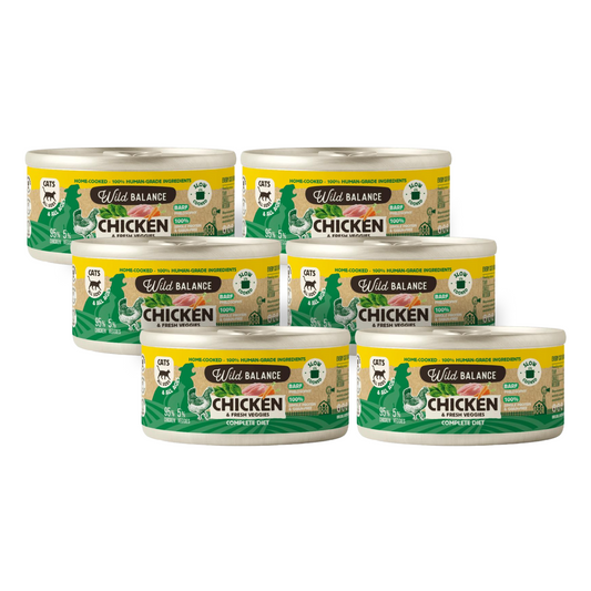 Pack Lata de pollo BARF para gatos 6x120 g Wild Balance