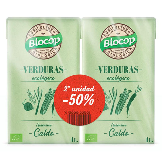 Caldo de Verduras Ecológico PROMO 50% DuoPack Biocop 1 L