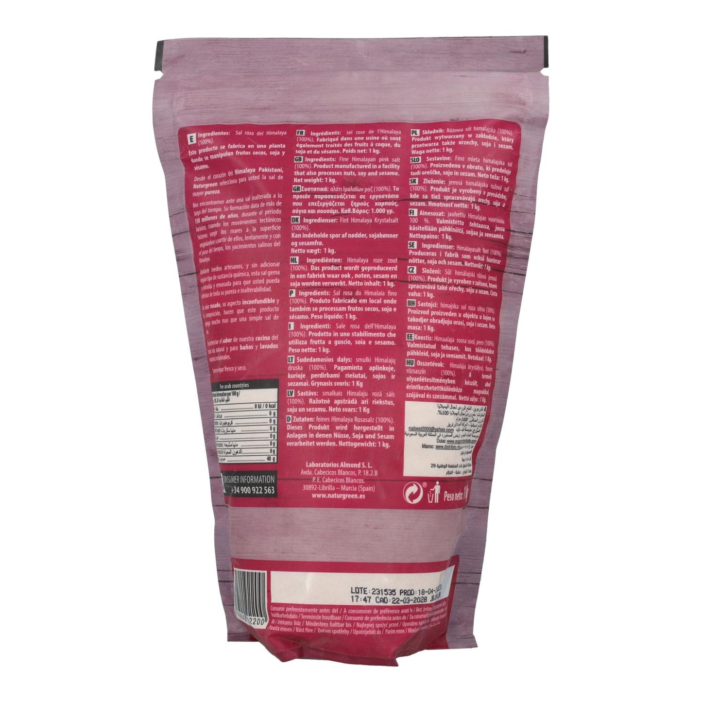 Sal rosa del Himalaya fina Naturgreen 1kg