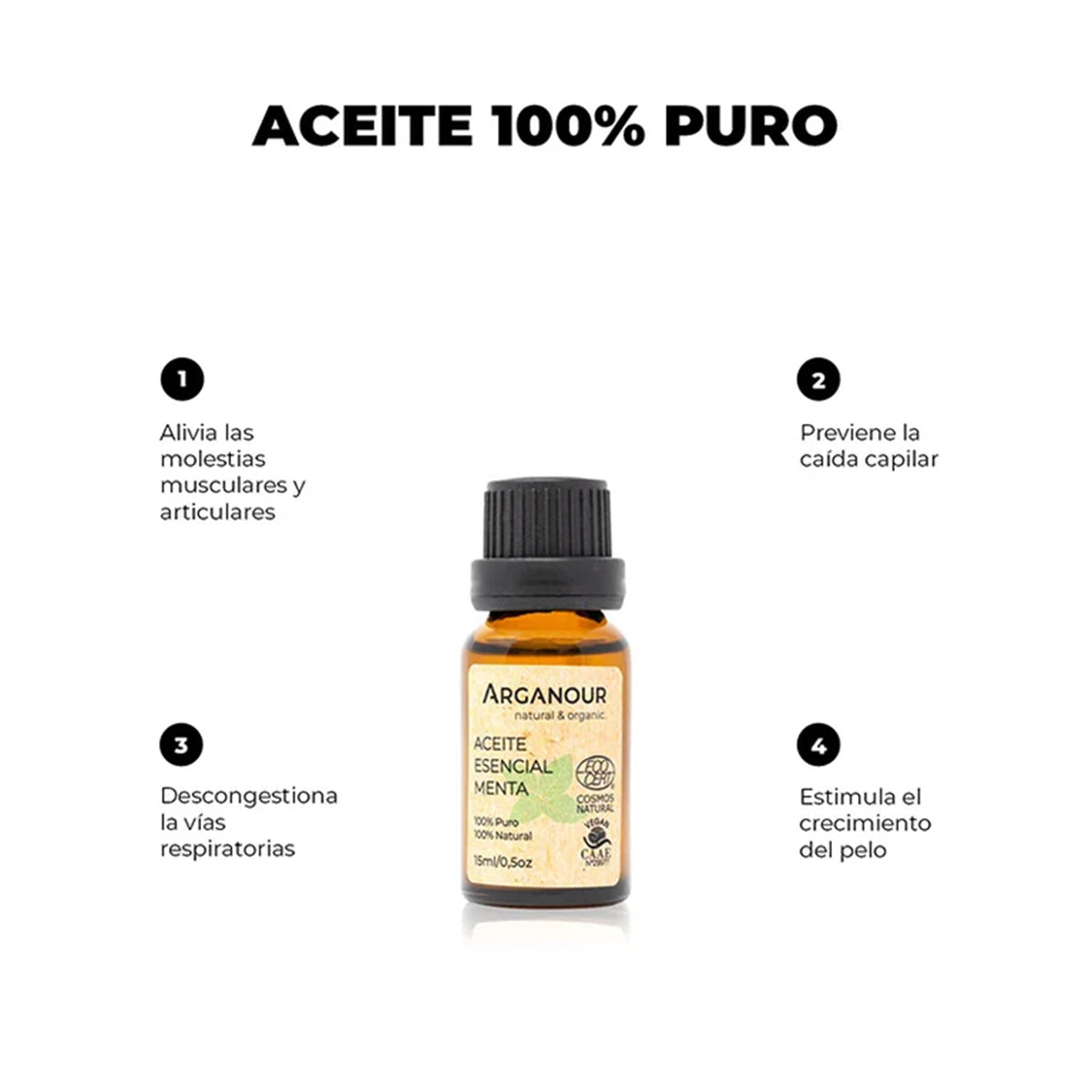 Aceite esencial Menta piperita 100% puro Arganour 15ml