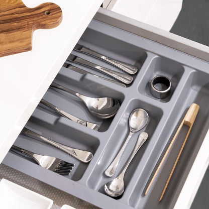 Emuca Cubertero Optima para cajón de cocina, módulo 900 mm, Plástico, Gris