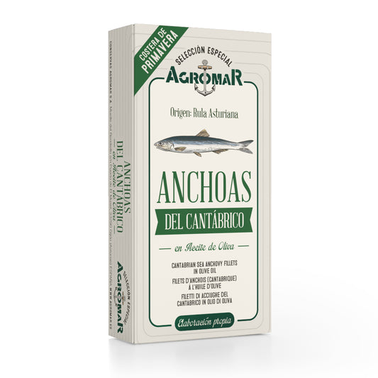 Anchoa del Catábrico en Aceite de Oliva en lata AGROMAR 9-10 filetes (30 g peso escurrido)