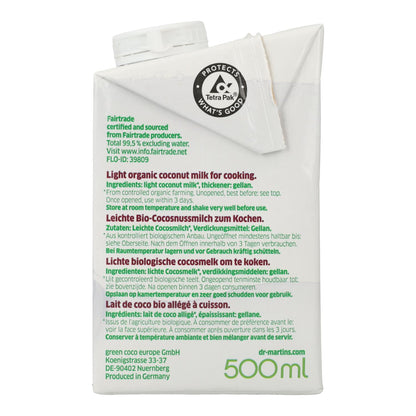 Coco Milk crema para cocinar BIO Dr. Antonio Martins 500 ml