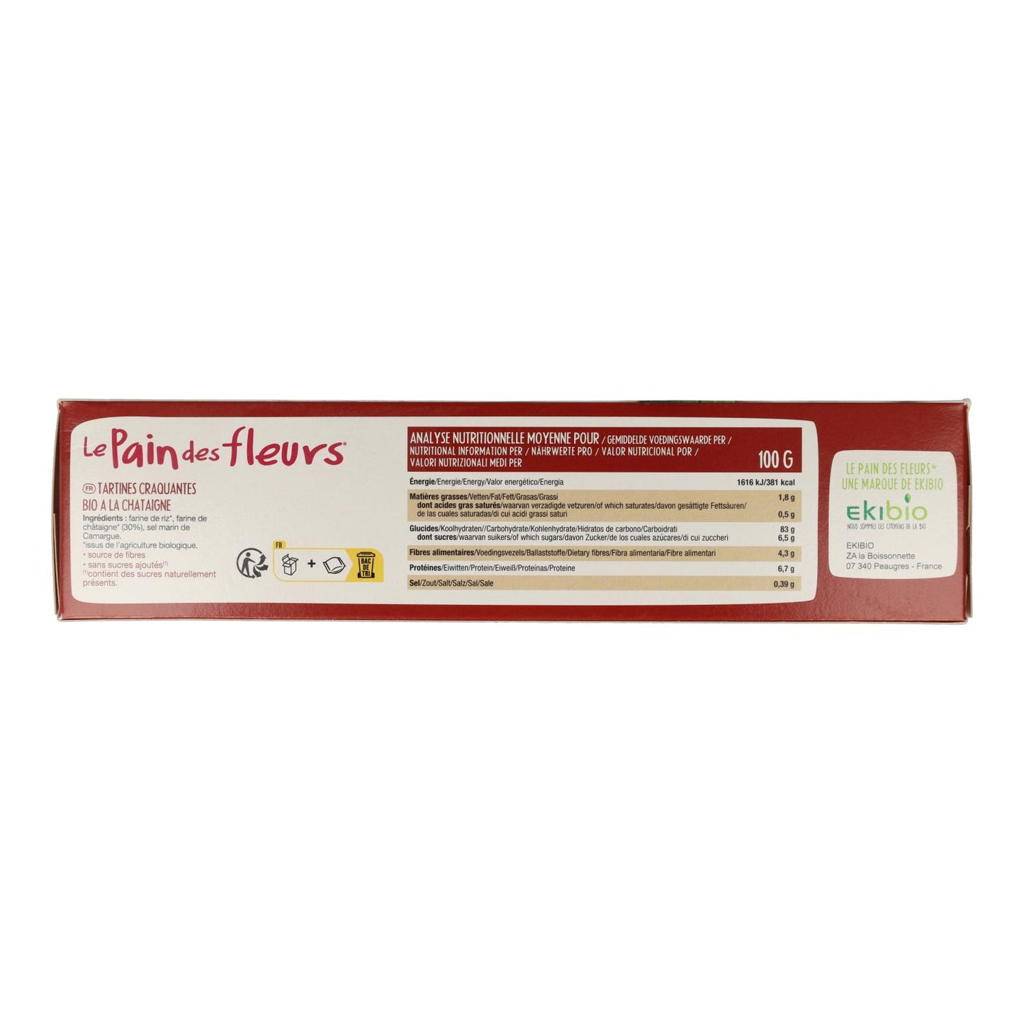 Tostadas Crujientes Crackers con Castaña BIO Le pain de fleurs 300 g