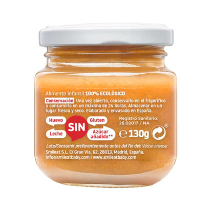 Tarrito de Manzana, Naranja y Zanahoria BIO +6 Meses Smileat 130 g