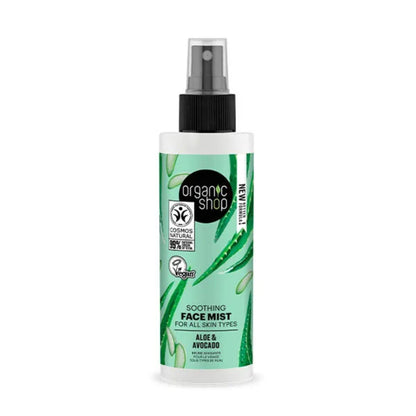 Bruma facial calmante para todo tipo de piel aguacate y aloe, Organic Shop 150 ml