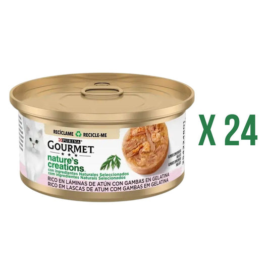 Pack 24 x GOURMET Nature's Creations Rico en Láminas de Atún con Gambas en Gelatina 70g
