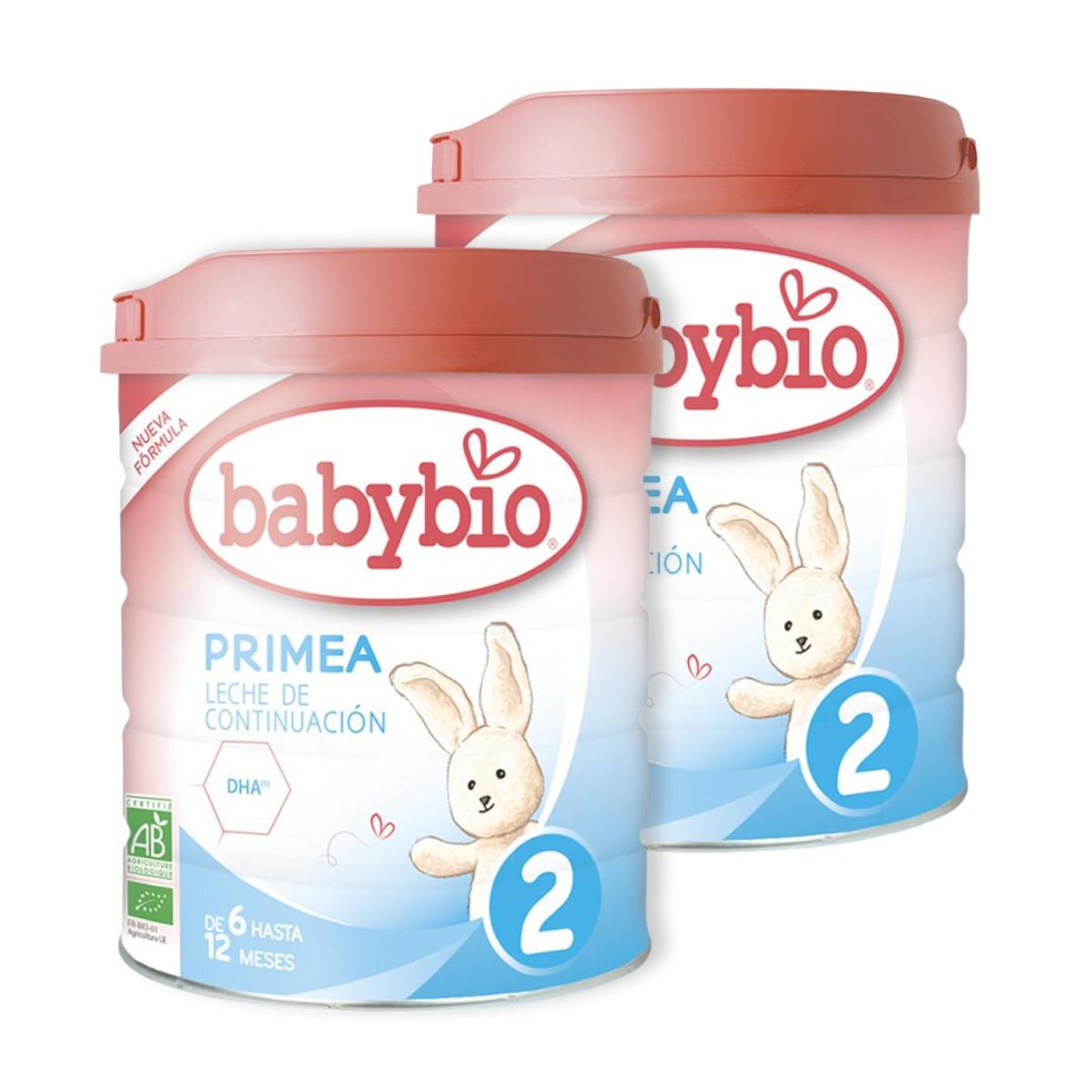 Pack 2x Leche continuación Primea 2 (6 a 12 meses) Ecológica, 800 g Babybio