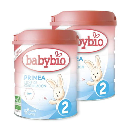 Pack 2 uds Leche continuación Primea 2 (6 a 12 meses) Ecológica Babybio 800g