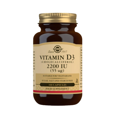 Pack 2x Vitamina D3  2200 UI, Solgar, 50 cápsulas vegetales