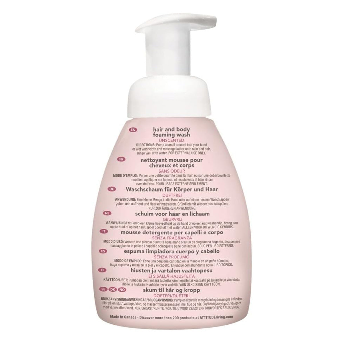 Champú y Gel bebés eco 2 en 1 sin fragancia Attitude 295 ml