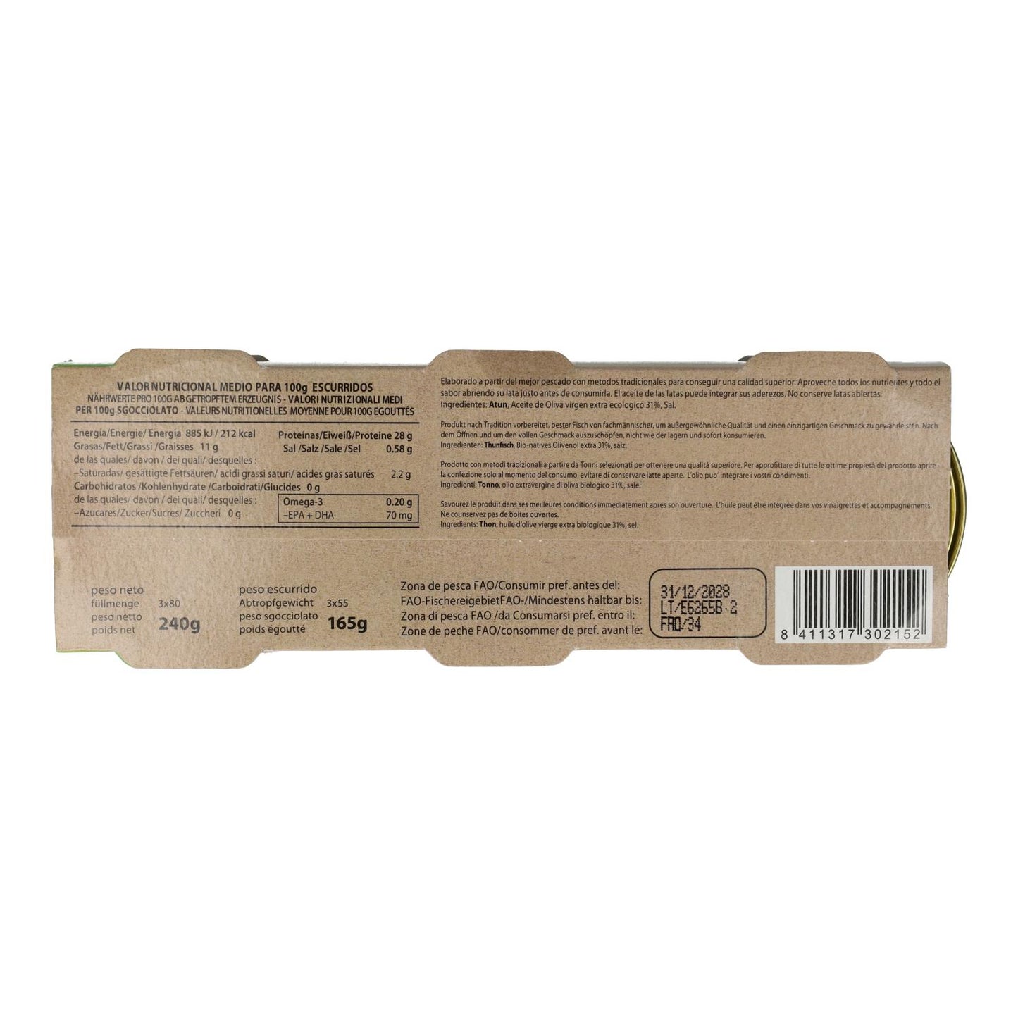 Lata Atun En Aove Bio Pack Pesasur 3 X 80G