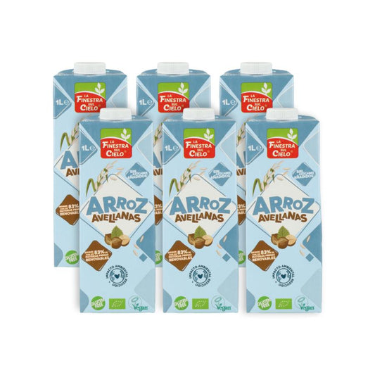 Pack 6 uds Bebida de Arroz con Avellanas Bio La Finestra Sul Cielo 1 L