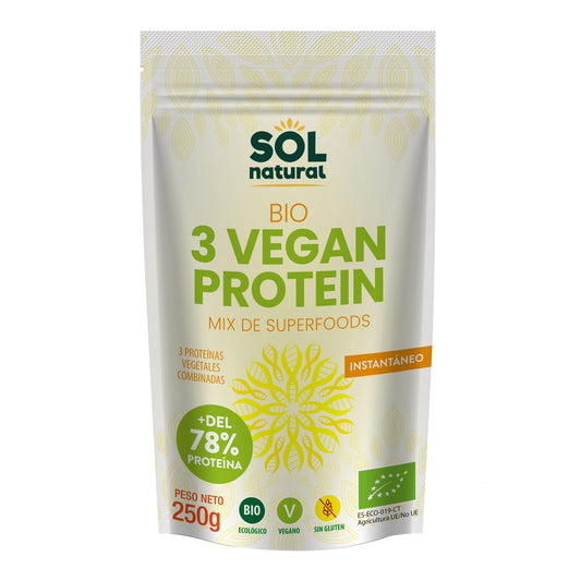 3 Vegan Protein bio Sol Natural 250 g