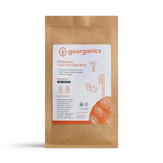 Tableta de pasta dental mineral de naranja, Georganics 720 unidades