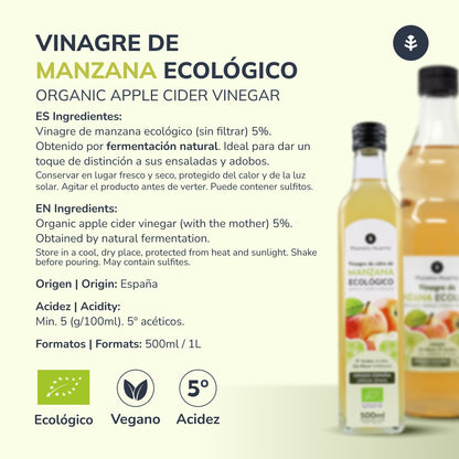 Vinagre de manzana ECO crudo sin filtrar con la madre Planeta Huerto 1L