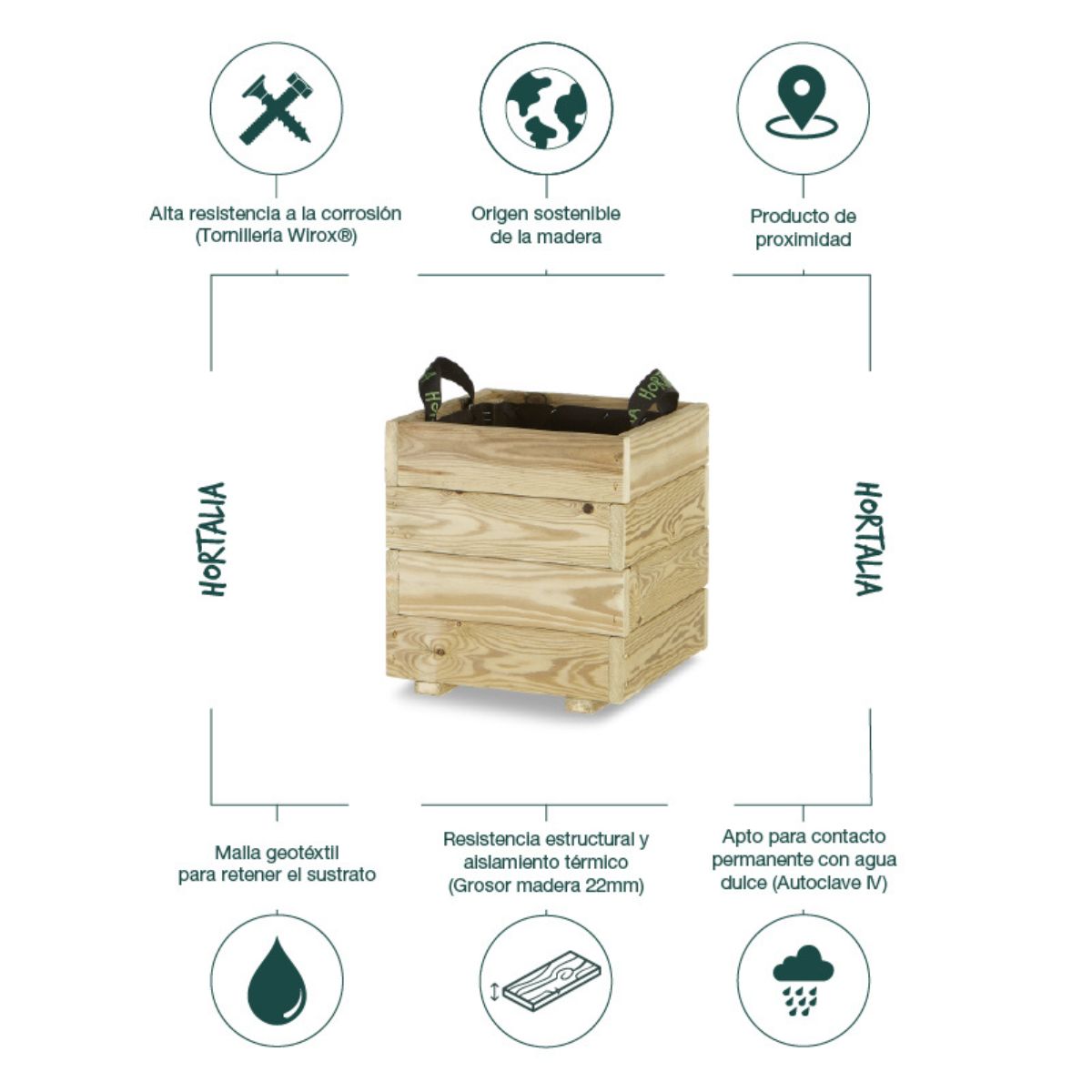 Jardinera de madera Pun Hortalia