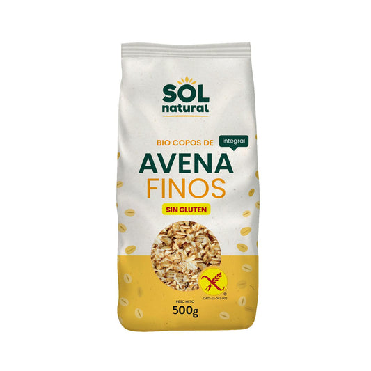 Copos de avena integrales sin gluten finos bio Sol Natural